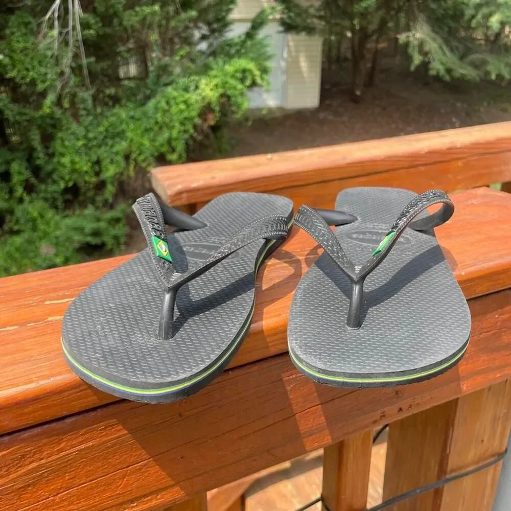 Havaianas Women's 7/8 Mens 6/7 Brazil Unisex Black Flip flops